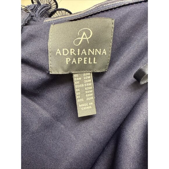 Adrianna Papell Plus Size 22W Navy Blue Off Shoulder Jersey Jumpsuit Rosette NWT - Picture 9 of 11